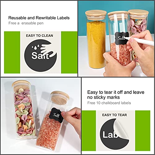 DHSBTLS 10 Pack 14 oz Glass Jars with Airtight Bamboo Lids for Kitchen | 450 ml Pantry Organization Jar, Glass Terrarium with Lid, Spice, Flour and Sugar Container, Canister Set for Kitchen Counter - size: 14 fl oz (10 pcs)