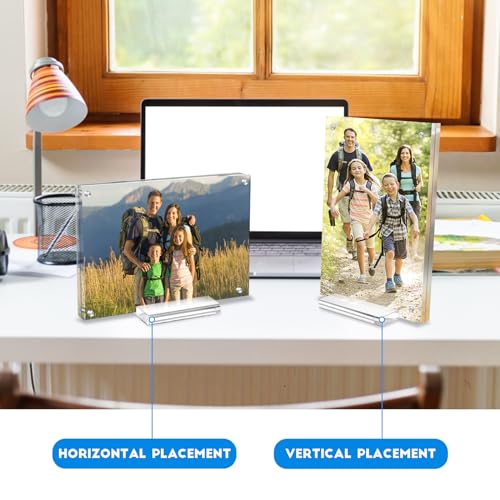 Acrylic Picture Frames 4x6 In 5 Pack,Clear Magnetic Photo Frame | Double Sided Frameless Floating, Can Horizontal & Vertical Tabletop, for Family,Office,Wedding Certificate Documents Frame - size: 4x6 in-5 pack