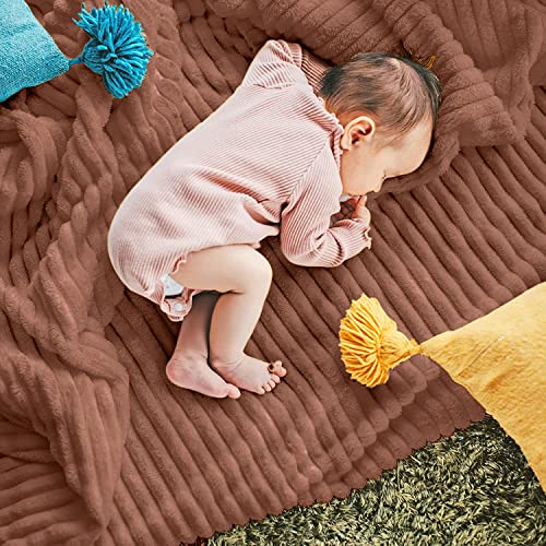 DISSA Fleece Blanket Twin Size – 60x80, Caramel – Soft, Plush, Fluffy, Fuzzy, Warm, Cozy – Perfect Throw for Couch, Bed, Sofa - with Pompom Fringe - Flannel Blanket Throw Blanket - color: Caramel, size: 60x80"