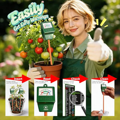 2 Pack Soil Moisture Meter, Plant Water Meter Hygrometer | Instant Read Soil Water Level, No More Guess, No Battery Required, Easy to Read & Use, Durable, Indoor Potted/Outdoor Plants