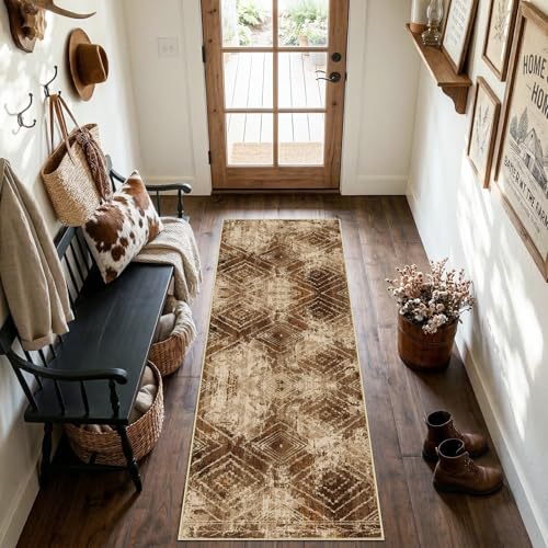 2'x6' Washable Area Rug for Living Room Runner Cow Print | Soft Western No Slip Low Pile Print Foldable Indoor Small Rug for Kitchen entrance entryway hallway - color: Abstract/Cowhide, size: 2' x 6' (Rectangular)