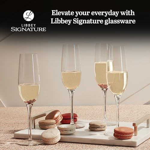Libbey Signature Kentfield Champagne Flutes Set of 4, Elegant Champagne Glass with Curved Design, Glassware Drinking Glasses for Prosecco, and More - color: Kentfield Flute 4