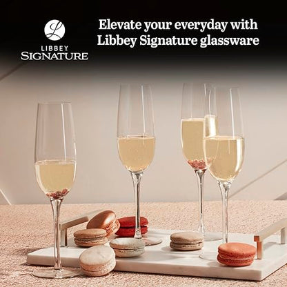 Libbey Signature Kentfield Champagne Flutes Set of 4, Elegant Champagne Glass with Curved Design, Glassware Drinking Glasses for Prosecco, and More - color: Kentfield Flute 4