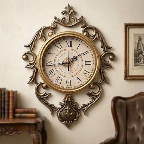 Oversized Vintage Decorative Wall Clock, Silent Non-Ticking Battery-Operated Large Wall Clock, Classic Retro Wall Clock for Living Room, Bedroom, Kitchen, Office, and Entryway Decor (21" x 15") - size: 21" x 15"