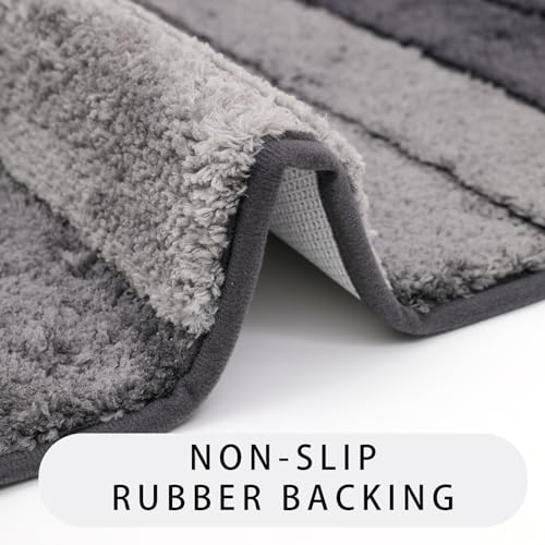 Bath Rug Mat Non Slip,Stripe Indoor Doormat,20"x32" | Small Area Rug,Rubber Backed,Soft microfiber,Absorbent,Machine Washable,Bathroom,Entryway,Kitchen,Hallway - color: Black Stripe1