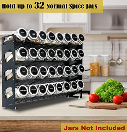 4 Tier Countertop Spice Rack Organizer for Kitchen Cabinet Pantry or Wall Mount, Matte Black (Jars Not Included) - size: 4 Tier Without Jars