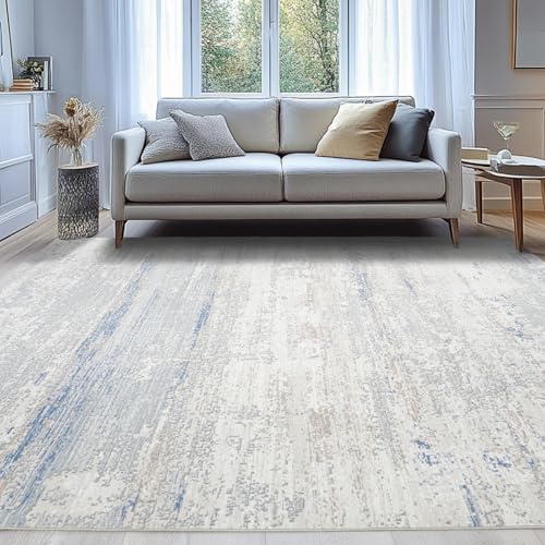 Washable Rugs 8x10 Area Rugs for Living Room,Bedroom,Dining Room,Nursery | Ultra Soft,Low Pile,Machine Washable,Fade Resistant,Non-Slip&Non-Shedding,Modern Abstract Large Carpet for Home Office Decor - color: Blue-griege-brown-beige-white, size: 8' x 10'