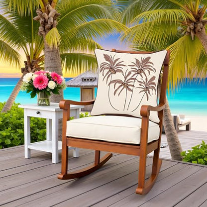 Embroidered Throw Pillow Covers 18x18 Pack of 2 Brown Coconut Trees | Ocean-Themed,Durable Fabric,Square Pillow Cover,Boho Decorative,Hidden Zipper,Aesthetic Design,Ideal Gift,Easy Care - color: Brown Coconut Palm Trees