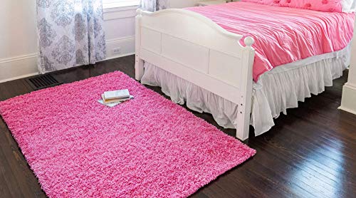 Unique Loom Solid Shag Collection Area Rug (2' x 3' 1" Rectangle, Taffy Pink) - color: Taffy Pink, size: 2' x 3'1" (Rectangular)