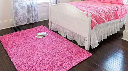 Unique Loom Solid Shag Collection Area Rug (2' x 3' 1" Rectangle, Taffy Pink) - color: Taffy Pink, size: 2' x 3'1" (Rectangular)