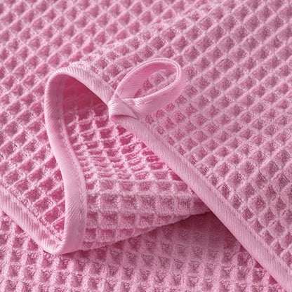 MICROFI New Microfiber Waffle Bath Towels, 2 Pieces, Oversized, Soft, Absorbent, Fast Drying, Lint Free 430 GSM (30''x60''/76cm x 152cm) - color: Pink