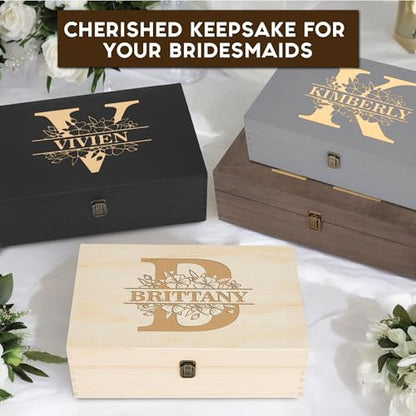 Personalized Monogrammed Wooden Keepsake Box – Custom Engraved Memory Box with Initials | Rustic Storage Chest for Photos & Mementos | Mother’s Day Gift for Mom, Grandma & Women - style: 3. Monogram Designs