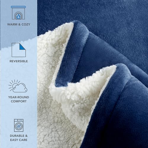 Arkwright Sherpa Fleece Throw Blanket - Plush Fluffy Warm Reversible Soft Sherpa Throw Blanket for Home, Couch, Sofa, Bed, Camping and Travel, 50x60 in, Navy - color: Poseidon Navy, size: Throw (50x60) Pack of 1