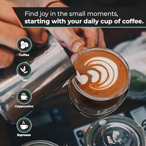 12 Oz Double Wall Borosilicate Insulated Glass Coffee Mug Set of 4, 350ml Coffee Cups with Handle for Cappuccino, Tea, Latte - Perfect Cappuccino Cup Gift - color: 4 pcs 12 oz