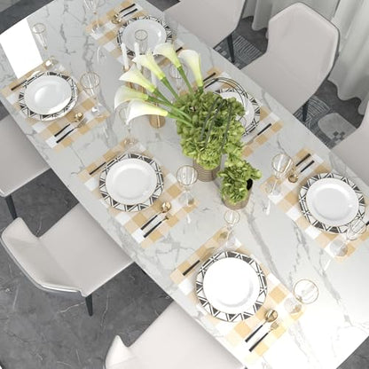 Beige & White 2 Side Cotton Buffalo Check Farmhouse Placemats Set of 4 Heat Resistant Dining Table Place Mats for Kitchen Table, 12 x 18 inches - color: Plaids Beige & White, size: Rectangular Placemats 12" x 18"