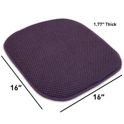 Sweet Home Collection Cushion Memory Foam Chair Pads Honeycomb Nonslip Back Seat Cover 16" x 16" 4 Pack Eggplant Purple - color: Eggplant Purple, size: 4 Pack