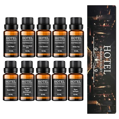 Hotel Collection Diffuser Essential Oil Gift Set,Hotel Scents for Home,Stress Relief Air Freshening,My Way,The Beach Villas and Other Luxury Hotel Scents