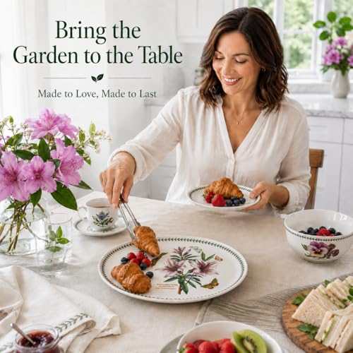 Portmeirion Botanic Garden Oval Serving Dish | 15 Inch Oval Platter | Lily Flowered Azalea Motif | Made from Porcelain | Dishwasher and Microwave Safe | 15" Porcelain Bakeware, Oven to Table, Chip-Resistant, Microwave, Dishwasher, Freezer & Oven Safe for