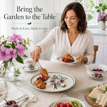 Portmeirion Botanic Garden Oval Serving Dish | 15 Inch Oval Platter | Lily Flowered Azalea Motif | Made from Porcelain | Dishwasher and Microwave Safe | 15" Porcelain Bakeware, Oven to Table, Chip-Resistant, Microwave, Dishwasher, Freezer & Oven Safe for