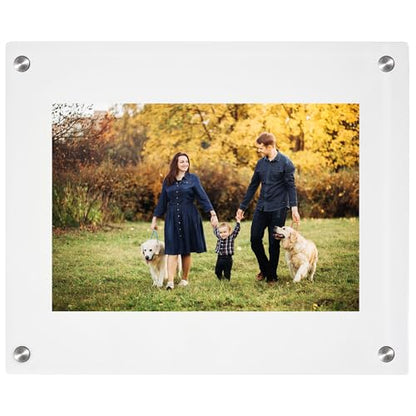 Rebecca Luxurious-10x13 Frameless Acrylic Picture Frame 10x13 Inch - Ultra Clear 4mm Acrylic Floating Frame with Silver Brackets - Easy Wall Installation for Certificates, Graduation, Family Photos, Documents - Modern Photo Display (Transparent, 10x13) -