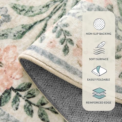 Lahome Boho Beige Rugs for Living Room 6x9, Washable Kids Rugs for Bedroom Girls, Farmhouse Soft Baby Carpet for Nursery, Non-Slip Carpet for Dining Room Playroom, Beige | Soft Baby Girls Carpet for Nursery, Non-Slip Carpet for Dining Room Playroom, Beige