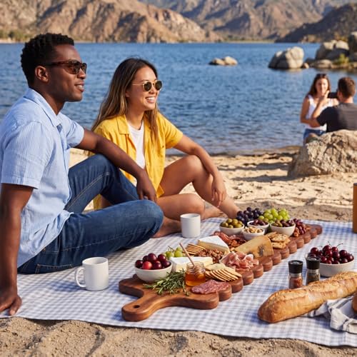 30"x 8" Long Scalloped Charcuterie Board Large Acacia Wooden Cheese Board with Handle & Rope Hanger Decorative Serving Platter for Snacks Appetizers, Housewarming & Entertaining Gift - size: 30"x8"