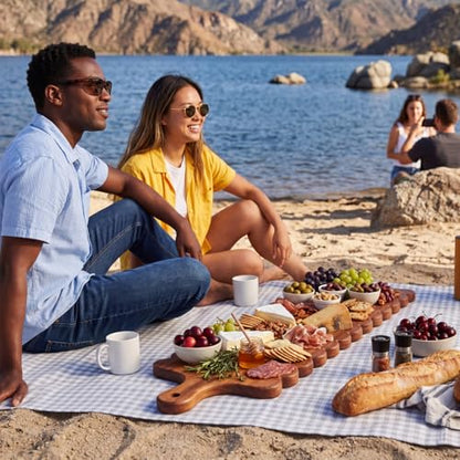 30"x 8" Long Scalloped Charcuterie Board Large Acacia Wooden Cheese Board with Handle & Rope Hanger Decorative Serving Platter for Snacks Appetizers, Housewarming & Entertaining Gift - size: 30"x8"