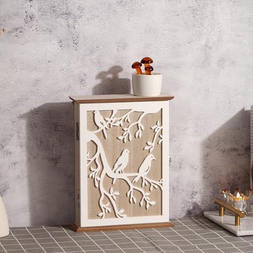 Wood Wall Mounted Key Holder 6 Key Hooks Key Organizer for Entryway | Wood wall mounted organizer rack with 6 key hooks decorative key hanger holder home decor office entryway hallway