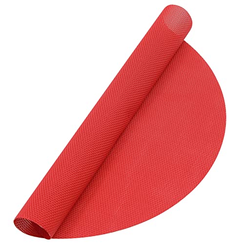 SHACOS Large Size Wedge Shape Placemats with Centerpiece Round Mat Set of 5 Round Table Place Mats Washable Dining Table Placemats Reversible, Red - color: Red