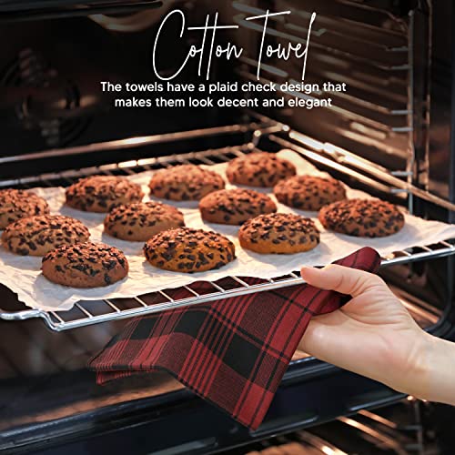 Utopia Towels Red & Black Dish Towels [12 Pack - 15 x 25 Inc] 100% Cotton | Highly Absorbent & Reusable Cleaning Bar, Tea, Kitchen and Dishcloths Set - 200 GSM - color: Red & Black