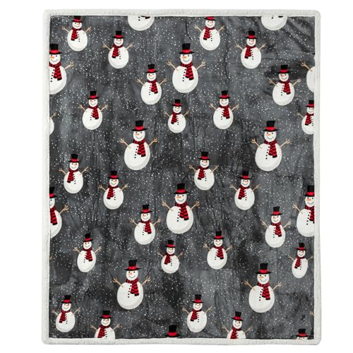 PAVILIA Premium Christmas Sherpa Throw Blanket, 50x60, Grey Snowman Cozy Fleece Holiday Blanket, Reversible Plush Winter Throw for Couch & Bed, Ultra Soft Warm - color: Snowman Charcoal, size: 50 x 60 Inches