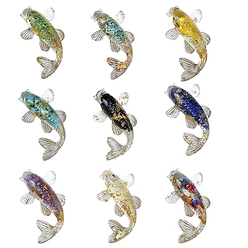Natural Crystal Fish Miniature Figurine Resin Animal Ornament Craft Home Decorations For Desktop Office Car Accessories