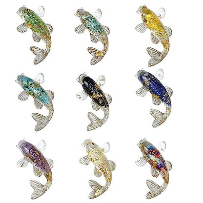 Natural Crystal Fish Miniature Figurine Resin Animal Ornament Craft Home Decorations For Desktop Office Car Accessories