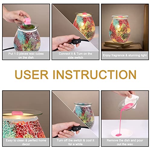 WNP Electric Wax Melt Warmer, Glass Wax Burner, Contemporary Style, 500W, 25W, Tabletop, Indoor Use, Home Office Bedroom Gift