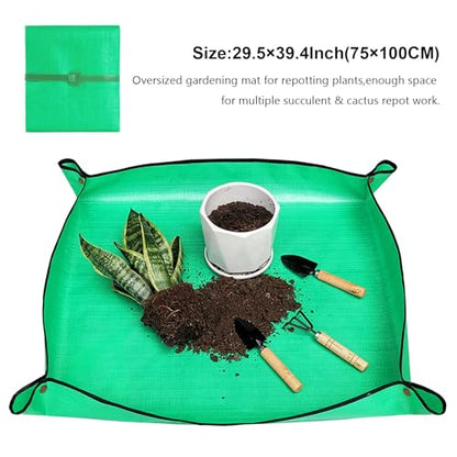 27.5" X 39.4" Large Repotting Mat Waterproof Gardening Mat for Indoor Plants, Foldable Transplanting Dirt Control Portable Potting Tray for Plant Lovers Gardening Gifts