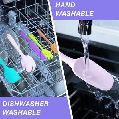 Silicone Spatula Set,5 Piece Food Grade Rubber Spatulas,Candy Color | Spatulas Silicone Heat Resistant for Baking,Cooking,and Mixing High Heat Resistant Non Stick Dishwasher Safe BPA-Free - color: Candy Color