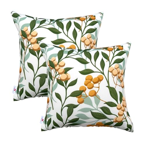 Outdoor Throw Pillows 18×18 Inch Waterproof Pillows with Inserts | Set of 2 Fade Resistant Decorative Square Pillows for Couch, Sofa and Patio Furniture - color: Kohala