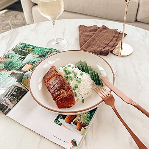 Mora Ceramic Large Pasta Bowls 30oz, Set of 4 - Serving, Salad, Dinner, etc Plate/Wide Bowl - Microwave, Oven, Dishwasher Safe Kitchen Dinnerware - Modern Porcelain Stoneware Dishes, Vanilla White - color: Vanilla