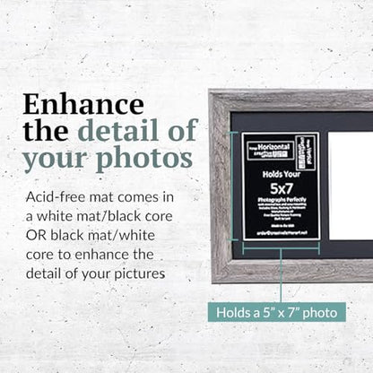 Creative Letter Art 7 Opening Driftwood Picture Frame with Glass to hold 5 by 7 inch Photographs including 10x40-inch Black Mat Collage - color: 7 opening, size: Driftwood w/ Black