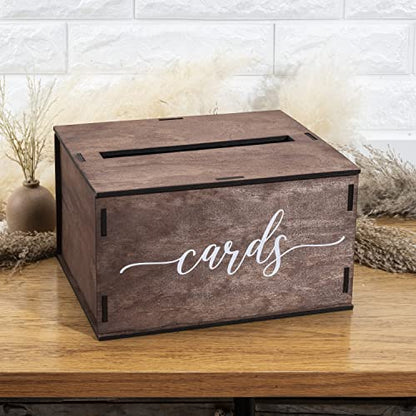 Wooden Wedding Card Box with Slot and Lid | Graduation Card Box for Party 2026 | Grad Gift Money Envelope Holder for Reception, Bridal Shower, Birthday, Retirement | Rustic Keepsake Decorations - size: Card Box (Natural)