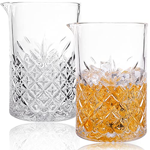 2 Pack Crystal Cocktail Mixing Glasses, 24oz, Thick Weighted Bottom, Professional Bartender's Mixer Glass Stirring Glasses, Bar Tools - color: 2 identical glasses