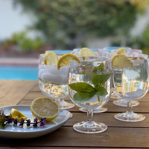 Lily's Home Unbreakable Plastic Wine Glasses Set of 8, 12 oz Shatterproof Stackable Tumblers, Reusable BPA Free Goblets for Indoor and Outdoor Use. Made in Taiwan (Clear) - color: Clear