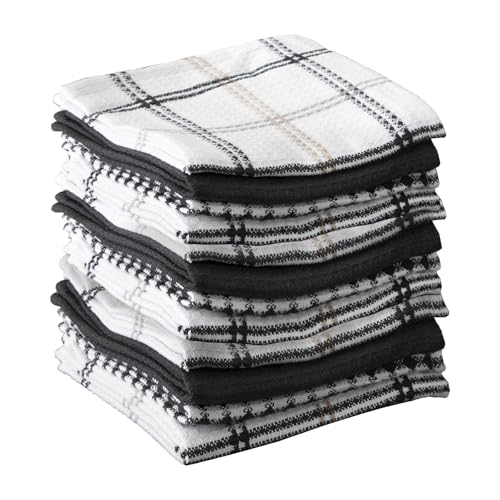 T-Fal Premium Waffle Dish Cloths: Highly Absorbent, Super Soft Long Lasting - 100% Cotton, 12"x13" Towel for Cleaning & Drying, (12-Pack), Neutral - color: Neutral, size: 12-Pack