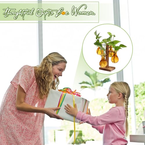 Plants Propagation Stations Bulb Glass Propagation Birthday Gift for Women | Garden Plant Lovers - 4 Bulb - color: Amber