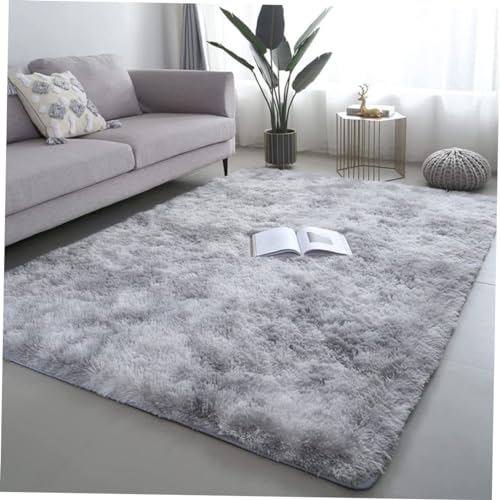 VALICLUD Fluffy Bedside Rug Soft Plush Area Carpet with Slip Backing Versatile for Living Room Bedroom and Hallway Decor Elegant Grey Design