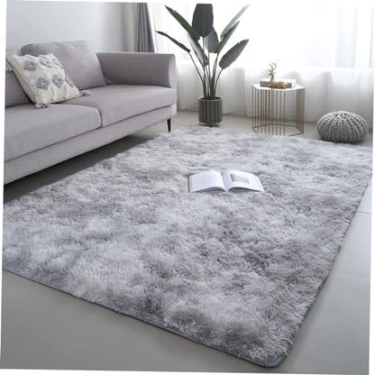 VALICLUD Fluffy Bedside Rug Soft Plush Area Carpet with Slip Backing Versatile for Living Room Bedroom and Hallway Decor Elegant Grey Design