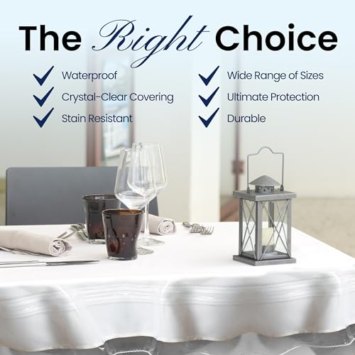 BRODER MFG. INC. Tablecloth Protector Crystal Clear Vinyl (60"x90" Oval) | Thick, Durable Clear Table/Tablecloth Protector | Perfect for Parties, Special Occasions, Gatherings, and Everyday Use - size: 90" x 60" (Oval)