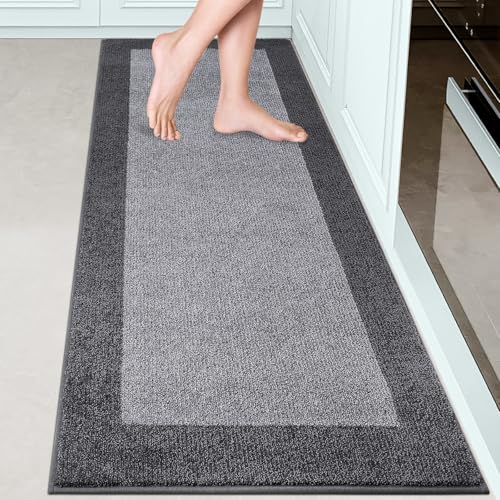 Kitchen Rug 24" x 70", Hallway Runner Rug for Floor Roll Packing | Non Slip, Machine Washable, Dirt trapping, Absorbent, Quick Drying, for Entryway, Bedroom, Bathroom, Door - color: Grey, size: 24" X 70"