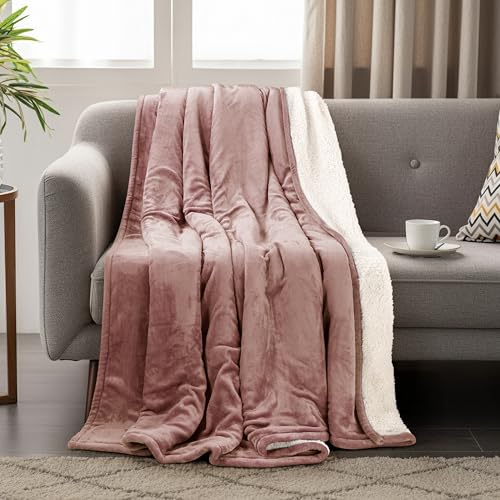 Utopia Bedding Plush Sherpa Blanket Throw Size Rose Pink, 50x60 Inch | Soft, Warm, Fleece, Bed, Sofa, Couch, Camping, Travel, Cozy, All Season - color: Rose Pink, size: Throw (50x60 Inch)