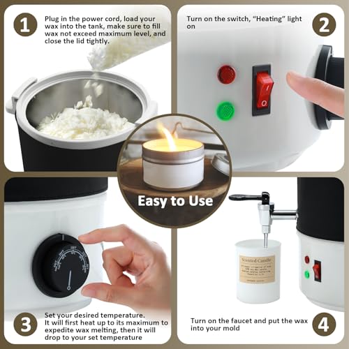 TCFUNDY Wax Melter for Candle Making 10L Black, Electric Non-Stick Candle Wax Melter Pot 10L, DIY Candle Making Kit for Adults, Soy Wax and Beeswax Candle Maker - color: Black